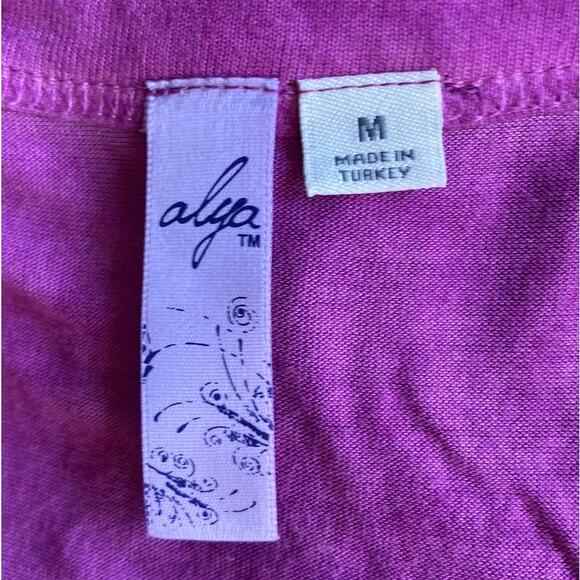 Alya Women's Fuchsia Pink Sleeveless Scoop Neck Pullover Ruffled Tank Top Size M - Picture 7 of 7